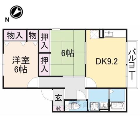 ディアコート2(2DK/2階)の間取り写真