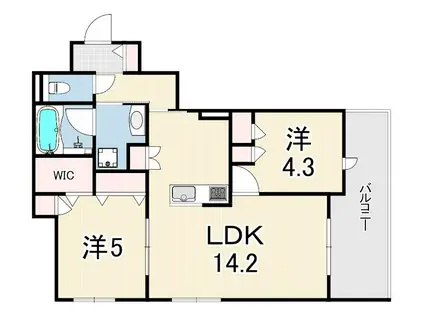LA VITA西宮北口(2LDK/3階)の間取り写真