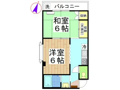 メゾン小仲台(2K/2階)の間取り写真