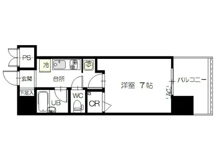 フラットリア仙台駅東(1K/6階)の間取り写真