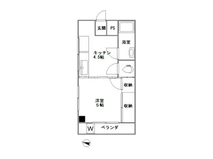 シルバーマンション(1DK/2階)の間取り写真