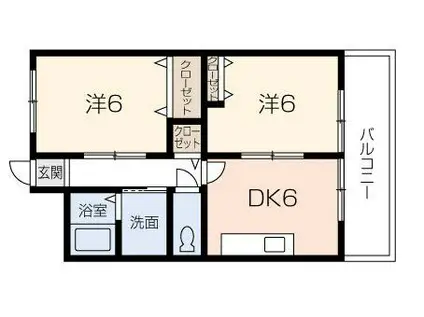 JR姫新線 播磨高岡駅 徒歩17分 3階建 築21年(2DK/3階)の間取り写真
