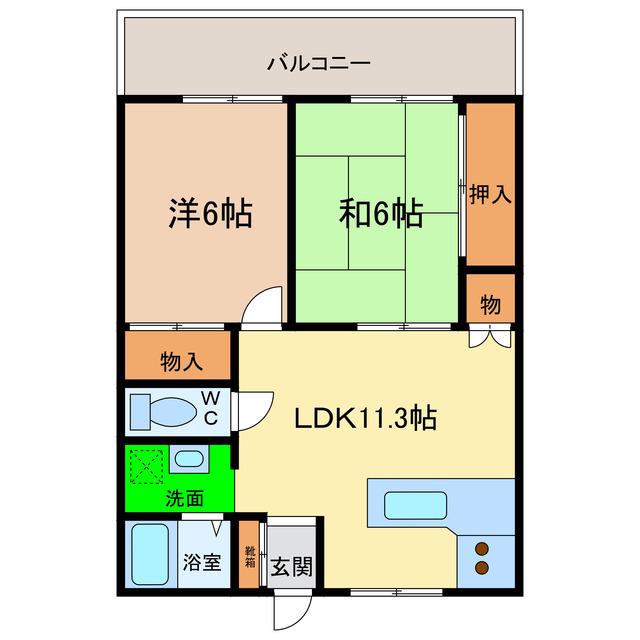 ハイツレーベン(2LDK/2階)の間取り写真
