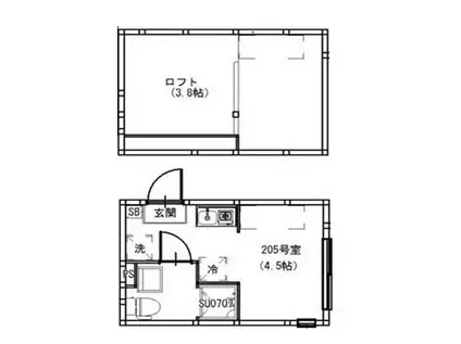 下石神井5丁目(ワンルーム/2階)の間取り写真
