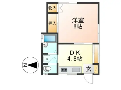 フラット英翠(1DK/1階)の間取り写真