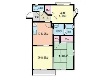 コーポ玉川(3DK/1階)の間取り写真