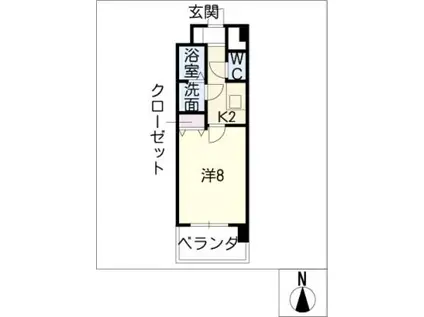 京屋ビル(1K/8階)の間取り写真