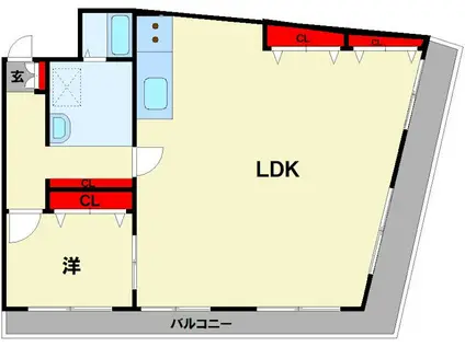 花宅ビル(1LDK/3階)の間取り写真