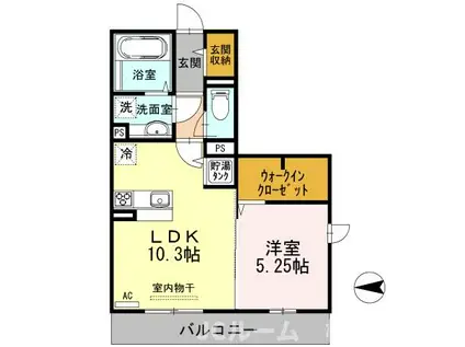D-ROOM・SKIII(1LDK/3階)の間取り写真