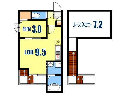 GRANDTIC COCON FUNAIRIMINAMI(1LDK/2階)の間取り写真