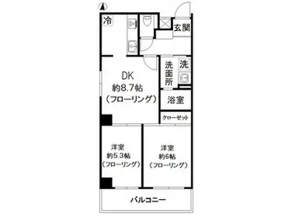 クリダイマンションX(2DK/4階)の間取り写真
