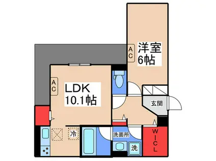 クレスト平野南(1LDK/2階)の間取り写真