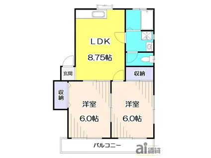 第2メゾン西川(2LDK/2階)の間取り写真