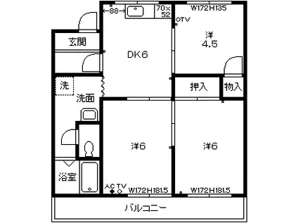 サン東和C(3DK/1階)の間取り写真