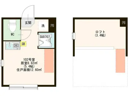 エーデルシュタイン小竹町1丁目(ワンルーム/1階)の間取り写真