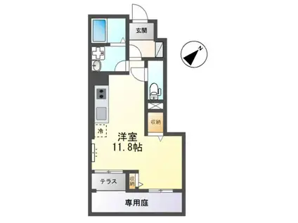 ココティエ(ワンルーム/1階)の間取り写真