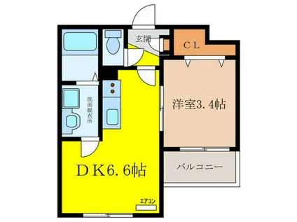 プレジール泉佐野(1DK/1階)の間取り写真