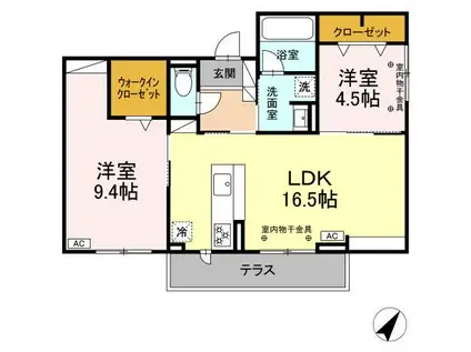 CASAMONTE(2LDK/1階)の間取り写真