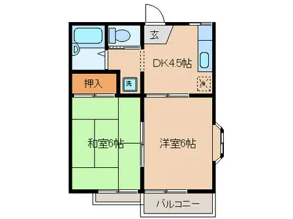 ベルハイム八千代台(2DK/1階)の間取り写真