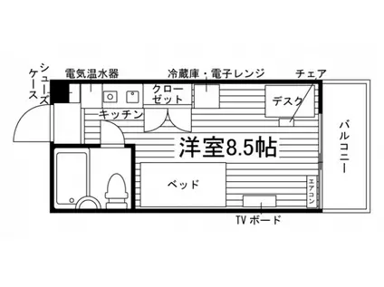 女子学生会館 クレール湘南(1K/2階)の間取り写真