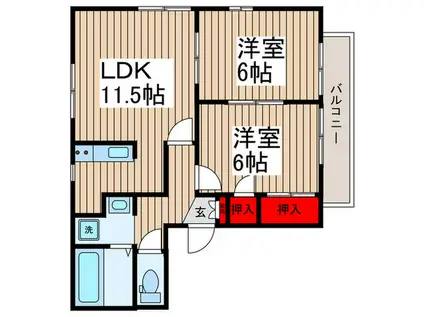 シャルマン(2LDK/2階)の間取り写真