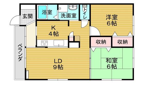レスカール伊島(2LDK/2階)の間取り写真
