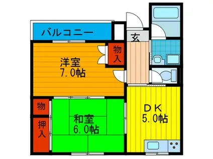 スリーハイツ(2DK/3階)の間取り写真