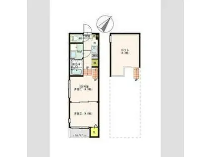 ハーモニーテラス新田8(1DK/2階)の間取り写真