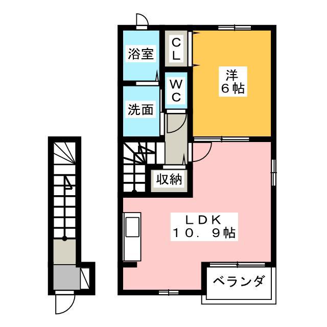 ハイシード平和(1LDK/2階)の間取り写真