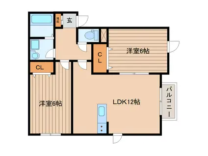東勝山AP(2LDK/2階)の間取り写真