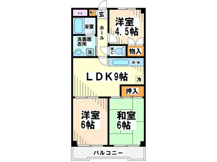 ラメゾンリスブラン(3LDK/5階)の間取り写真