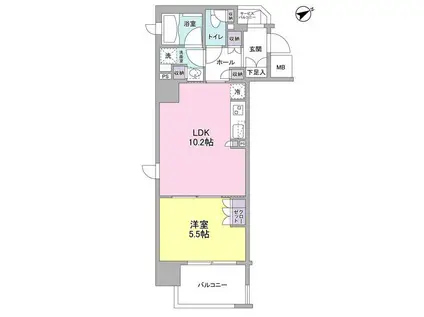 フレアージュ恵比寿(1LDK/6階)の間取り写真