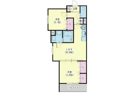 クリエオーレりんくうタウンI(2LDK/3階)の間取り写真