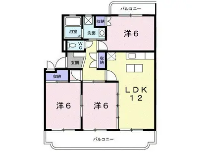ハーモニー江津B棟(3LDK/2階)の間取り写真