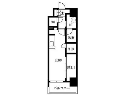 メイクスアート名駅ウエスト(1LDK/7階)の間取り写真