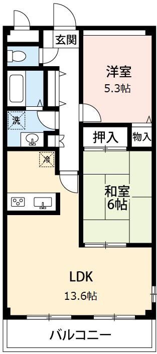 シャルマン平成(2LDK/2階)の間取り写真