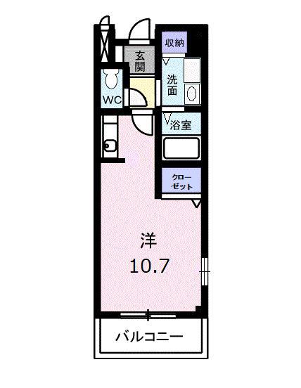 エスポワール土居A(ワンルーム/2階)の間取り写真