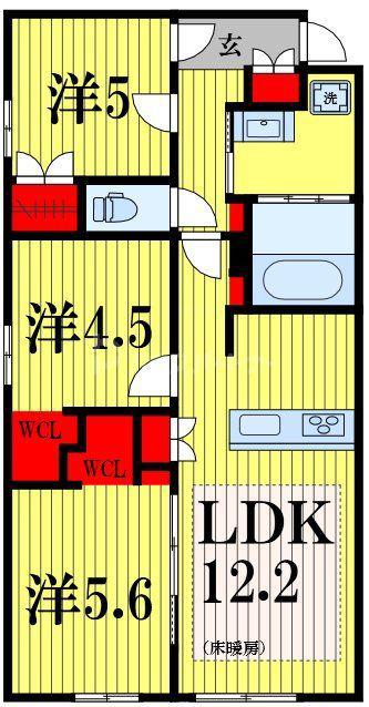 ウエスト・ノワール(3LDK/1階)の間取り写真