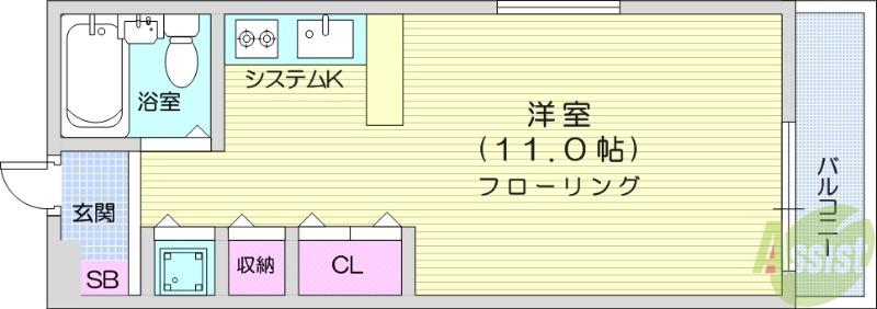 オーシャンハイツ(ワンルーム/2階)の間取り写真