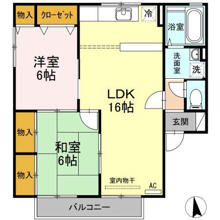 T.VILLAGE B(2LDK/1階)の間取り写真