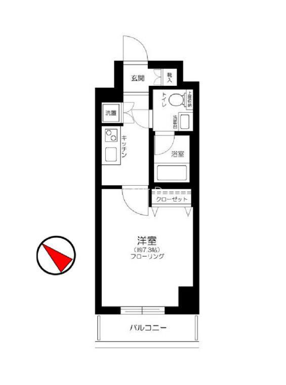 ガリシアレジデンス六本木(1K/6階)の間取り写真