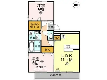 ビューテラスセジュールN(2LDK/3階)の間取り写真