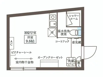 COCOCUBE練馬(ワンルーム/1階)の間取り写真