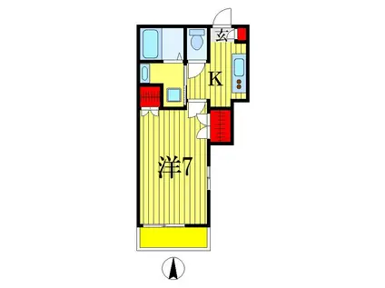 クレイン・みどり台(1K/1階)の間取り写真