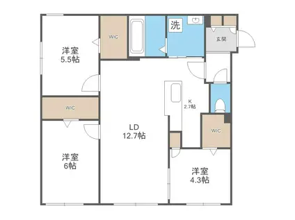 RITZ GRANDE 八軒(3LDK/4階)の間取り写真