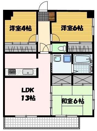 パインパレス(3LDK/9階)の間取り写真