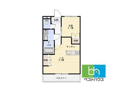 リバティー O(1LDK/2階)の間取り写真