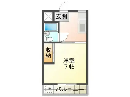 志登茂独身マンション(1K/3階)の間取り写真