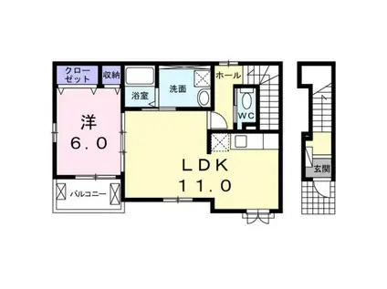 セレノ・デーア(1LDK/2階)の間取り写真