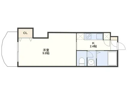 フォート宮ノ下(1K/9階)の間取り写真